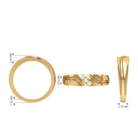 Zlatni bend prsten za muškarce - prirodni dijamantski široki prsten, 14k bijelo zlato, US 3,50