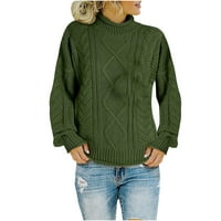 Ecqkame Ženska kornjača za ženska rukava Labavi ogromni pleteni pulover džemper Jumper vrši zeleni XXL na klirensu