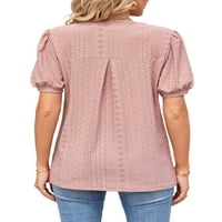 Woobling dame majica V izrez majica Prozračne ljetne vrhove Žene oblačene radove Tee Dark Pink M