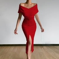 Žene ljetne haljine Maxi Crew Neck bez rukava Red XXL