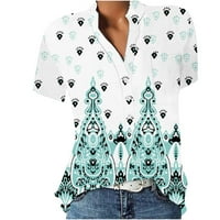 Ženske vrhove Ženska bluza s kratkim rukavima Ležerne prilike za ispisane ljetne Henley majice Bijela m