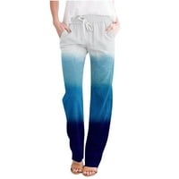 Trendne pantalone za žene Ljeto Visoko struka pamučne platnene labavo pantalone Boja blok Print široki