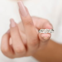 Certificirani moissitni pleteni prsten za žene - Valentines poklon, 14k bijelo zlato, US 5,00