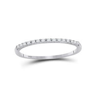 Čvrsti 14K bijeli zlatni okrugli dijamantski vitki vitl Veličina vjenčanog prstena za vjenčanje CT.