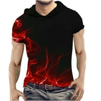 Muška kapuljača plus veličine 3D plamena uzorak Ispis kratkih rukava Top bluza Prozračne majice visokih rastezljivih performansi crvene m