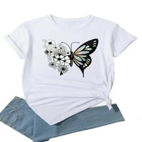 Ženski ležerni leptir okrugli vrat kratkih rukava bijele majice s