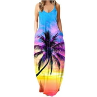 Yuwull Maxi haljine za žene Ležerne prilike na plaži Dugi haljina moći plus veličina Vintage Summer