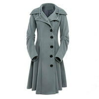 Zimski kaputi za ženska gumba za vrat posadu niz dugi rukav povremeni paroplovi ženske jakne svijetlo plava 5xl