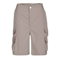 Muški povremeni ravni čvrsti teretni kratke hlače Multi džepne pantalone Dužina koljena Pant Khaki S