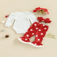 Gwiyeopda Toddler Baby Girgin Božićni odijelo Dukserice Pulover Santa Bell dno Postavljene hlače