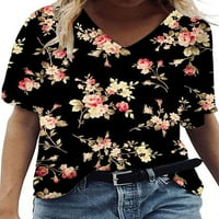 Bomotoo dame Ljeto vrhovi kratki rukav majica cvjetni ispis majica casual pulover plaže tunički bluza