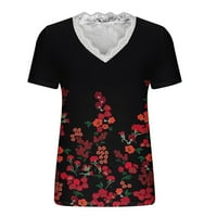 Ženske vrhove Žene Ležerne prilike sa labavim košulje V izrez kratki rukav cvijet, čipkasti čipke The