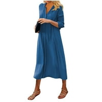 Haljine za žene plus veličina ženskog odobrenja V-izrez Shift rukava s maxi vruće prodajne haljine Royal Blue M