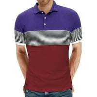 Muškarci Proljeće Ljeto sport Slim Fit kontrastni patchwork prugasti pamučni rever polo majice kratki