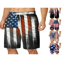 Muškarci Ljetni plažni kratke hlače Nezavisnosti Dan zvijezde Stripes Jogger Hlače