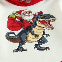 Dječji dječji dječaci Djevojke Božićna s kapuljača s kapuljačom ROMPER dugi rukav Santa Dinosaur Print