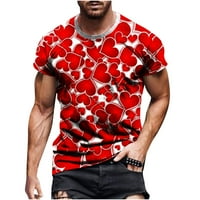 Jsaierl majice kratkih rukava za muškarce Grafički čas Srca Čaj Casual Plus size Crew vrat Vjeća za vježbanje majica za Valentinovo