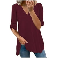 Ženska ležerna bluza s dugim rukavima Hedging V-izrez Slijede majice Trendy Fall odjeća košulja za bluza