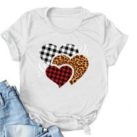 Valentines Dnevne košulje Žene Trendy Heart Print majica Kratki rukav Dressing Ležerne dame O-izrez