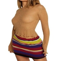 Ženska majica s dugim rukavima Modna solidna boja Perspektive mrežice Slim Fit Pulover vrhovi