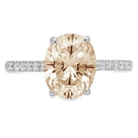 2. CT sjajan ovalni rez čist simulirani dijamant 18k bijeli zlatni pasijans sa accentima prsten sz 7.5