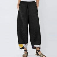 Deagia Comfy prilagođene hlače za žene pune dužine hlače modne žene Ljetne casual labavo pamučne i posteljine džepom Štampari hlače elastični struk s # 662