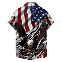 Muška američka zastava Havajska majica Patriotska majica 4. jula Dugme s majicama Ljetni kratki rukovi