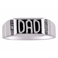 Muški prstenovi 14k bijeli zlatni tata prsten sa originalnim dijamantima i crnim onyx; Prstenovi za