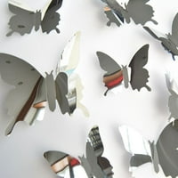 Butterfly Srebrna zrcala ukras Početna soba Art 3D DIY zidne naljepnice