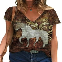 Capreze ženski V Vrući za životinje Print ljetne majice Casual kratkih rukava Bluze za majice H 2XL