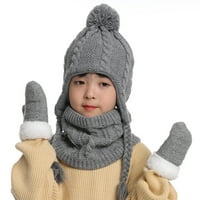 BABY Winter Beanie Hat šal šalca postavljeni su kapu za obloženu runo s pompomom Twist pletenica na otvorenom na otvorenom za 2 godine dječje dječake djevojke