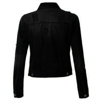 Ženski vrhovi Žene Ležerne prilike traper jakna Jean COAT kaput od kaputa od kaputa Crne haljine za