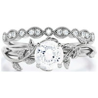 Ring listovskih vrata, boho i hipi 1. Carat Round Cut Diamond Moissite zaručnički prsten, vjenčani prsten