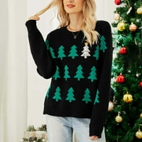 ChicCall ružni božićni džemperi za žene, casual dugih rukava CACT Christmas Christmas Ispisom labavog pletenog pulover TOP džemper za odmor