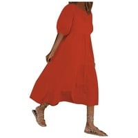 Ženske haljine modne žene labave solidne boje O-izrez duhovni rukavi casual kratkih rukava haljina za žene u odjeći Red-XL