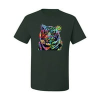 Cool Rainbow Neon Trippy Jungle Tiger Eyes okuplja životinja Muška grafička majica, Šumska zelena, X-velika