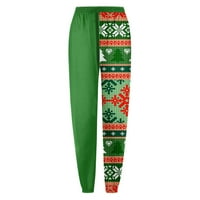 Bacc ženske hlače Žene povremene božićne dukseve elastični nacrtajući visoki struk atraktivni uzorak ispisane super meke hlače casual pantalone za žene zelene boje