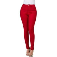 Cikeobv pantalone za žene izrezani modni modni visoki pant Stretc Womens za žene Jeans Hlače Radne pantalone za žene gamaše za žene crveno