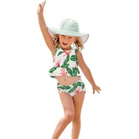 Baby Ljeto tiskovina Dinosaur Dvije vodenice bikini odijelo crtane kupaće kostime Girls Dot ruffles