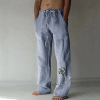 Viikei teretne hlače za muškarce Cleariance Mans Hlače Muške ljetne pamučne posteljine široke noge pantalone
