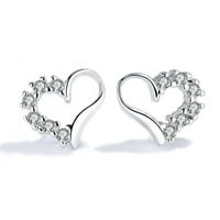 Sterling srebrne kristalne naušnice za srce ženske djevojke nakit, 1para