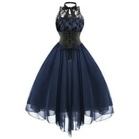 Pad vjenčanih haljina za žene ženski modni gotički stil banket festival haljina čipka vintage haljina šifonske haljine tamno plave s