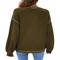 Colisha Baggy Jesen Tunic Bluza za žene Waffle pleteni patchwork pulover pletiva prednji džep vrhunska vojska zelena m
