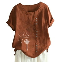 Gotyoou ženske maselinske majice, plus veličine kratkih rukava pamučna mješavina majica kava xl