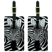 Zebra Safari Crna Bijela životinja Oznake prtljažnika Oznake kofera za nošenje ID-a, set od 2