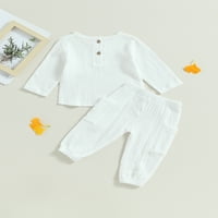 Qinghua novorođenčad dječaka dječaka pad odijelo pune boje majica dugih rukava i hlače s džepovima odjeću