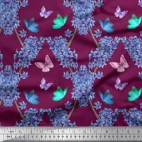 Soimoi Poly Georgette tkanina Leptir i Wildflower cvjetna ispis tkanina od dvorišta široka