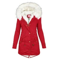 Žene plus veličina zimski kaput rever ovratnik dugih rukava vintage zgušnjava kaput jakna toplo s kapuljačom debele podstavljene gornje odjeće velike ovratnike jakne
