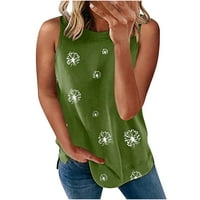 TUPHREGYOW ženske košulje Y2K odjeća ljetna odjeća za teen djevojke prsluke za žene za žene za žene maslačak uzorak camisule bez rukava bez rukava za žene za žene zelena l