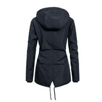 Absuyy zimski kaputi za žene patentni rukav zadebljani plišani kapuljač kapuljača, pune boje topla jakna mornarska veličina m